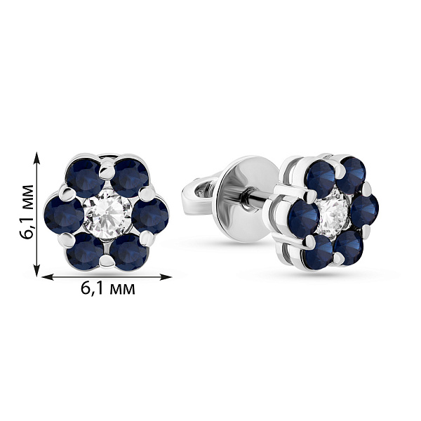 Золотые пусеты с сапфирами и бриллиантом (арт. Т011634бс) – изображение 3