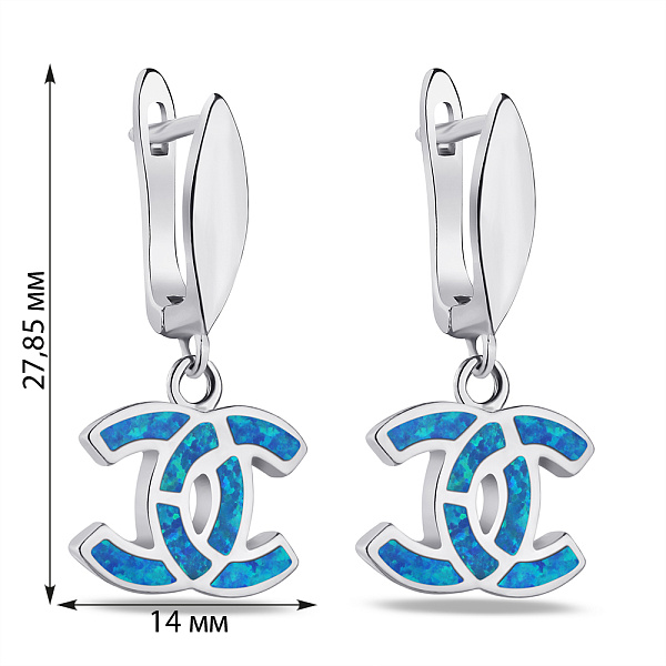 Серьги-подвески из серебра с синим опалом (арт. 7502/4422Пос) – изображение 2
