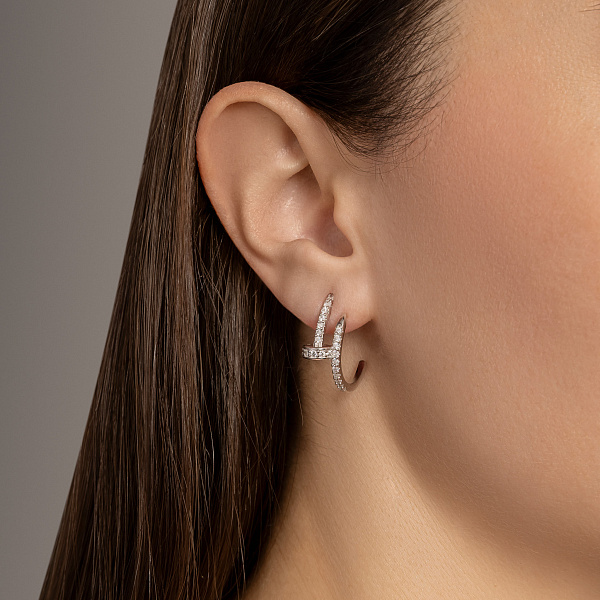 Срібні пусети Цвях з доріжкою з фіанітів (арт. 7518/7334) – зображення 2