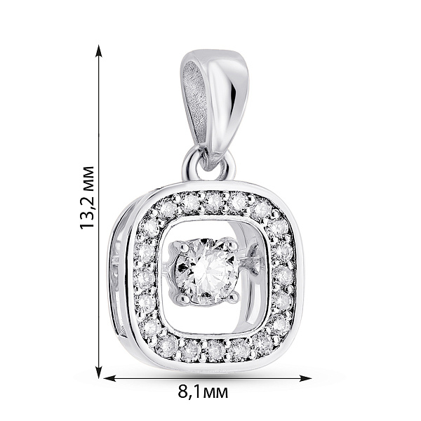 Кулон з білого золота з танцюючим діамантом (арт. 3109480202) – зображення 2
