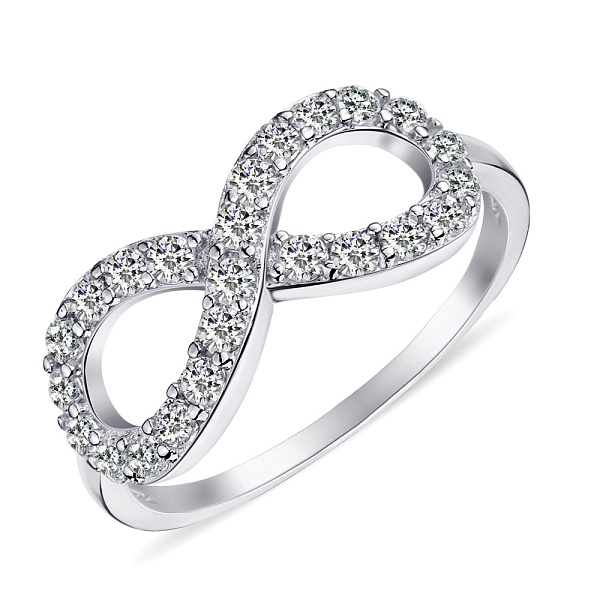 Серебряное кольцо «Бесконечность» с фианитами (арт. 7501/3641) – изображение 1