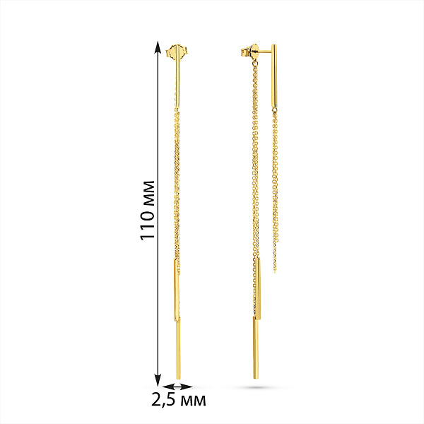 Довгі сережки з жовтого золота (арт. 1092062ж) – зображення 4