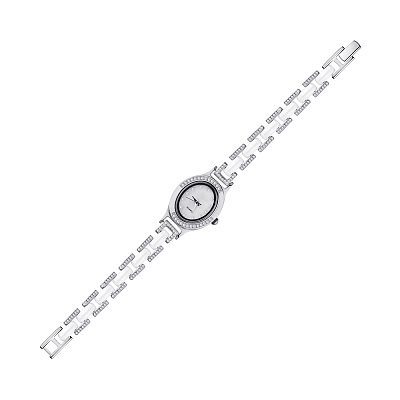 Годинник зі срібла з керамікою і з фіанітами  (арт. 7526/287кмб)
