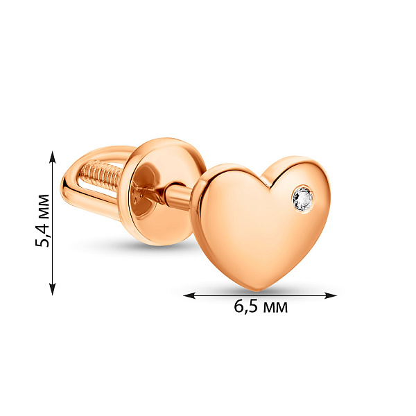 Золотая одиночная серьга-пусета с бриллиантом (арт. 2600523201Я) – изображение 2