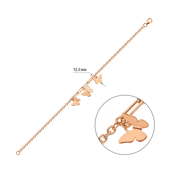 Золотий браслет Метелики (арт. 3261029) – зображення 5