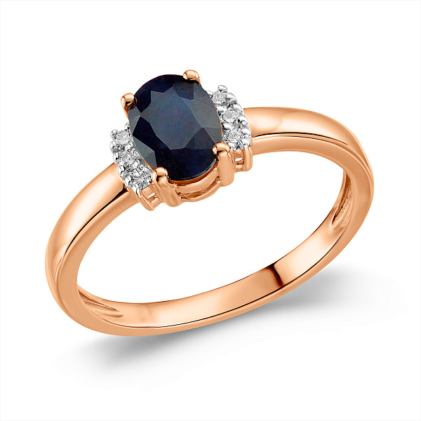 Золота каблучка з сапфіром і діамантами (арт. К011069с) – зображення 1