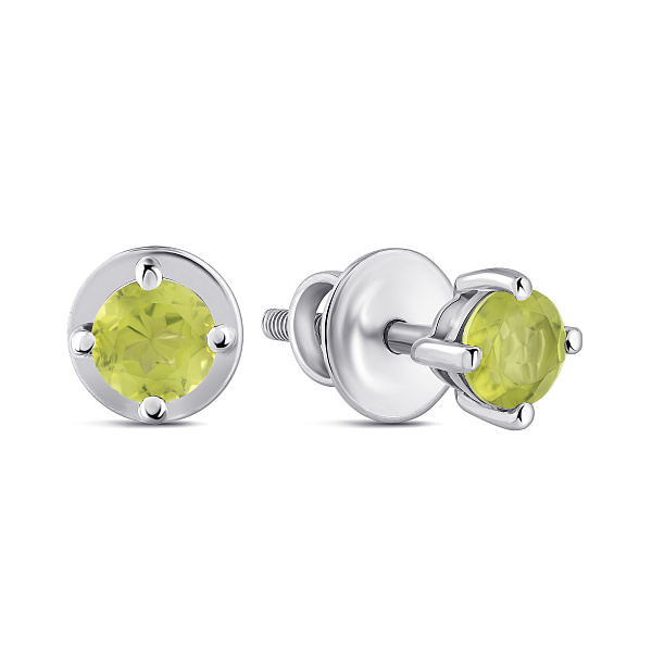 Серебряные пусеты с хризолитом (арт. 7518/2193586Хрз) – изображение 1