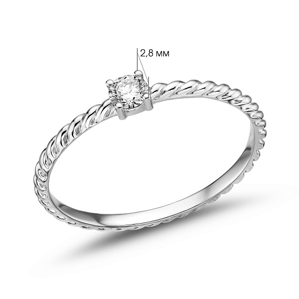 Каблучка для заручин з білого золота з діамантом (арт. К011386010б) – зображення 3