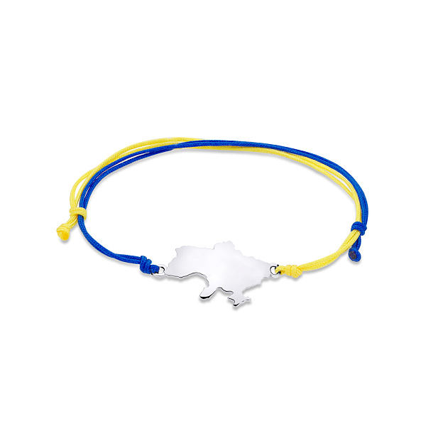 Патріотичний браслет на нитці зі срібною вставкою (арт. 7309/444/1брпсж) – зображення 1