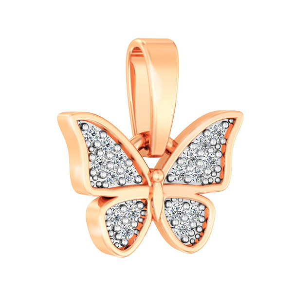 Золотая подвеска Бабочка с фианитами (арт. 440575) – изображение 1