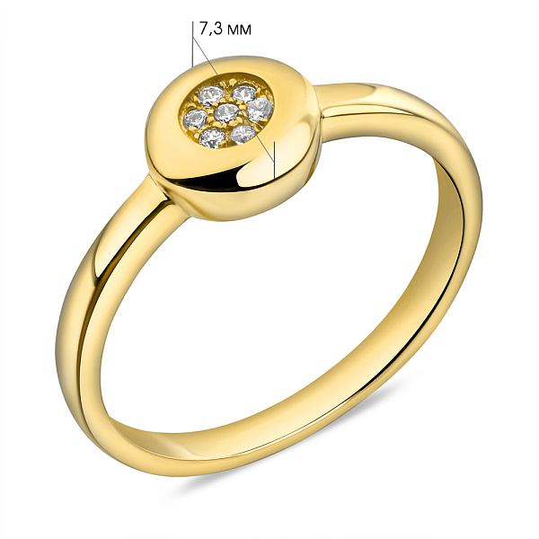 Серебряное кольцо с желтым родированием и фианитами (арт. 7501/6892ж) – изображение 2