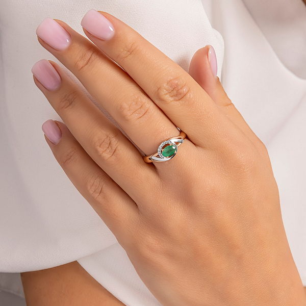 Золота каблучка зі смарагдом і діамантами (арт. К011045и) – зображення 2