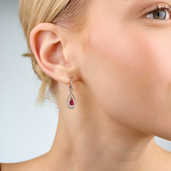 Сережки з червоного золота з рубіном і діамантами (арт. С011108р) – зображення 2