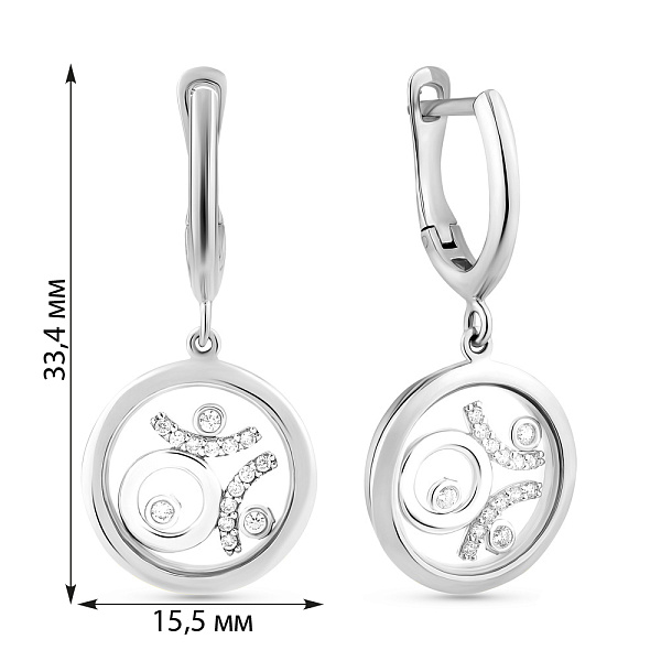 Серьги-подвески из белого золота (арт. 103685б) – изображение 2