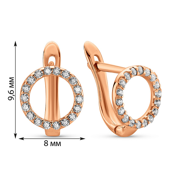 Серьги из красного золота с фианитами (арт. 2107931101) – изображение 4