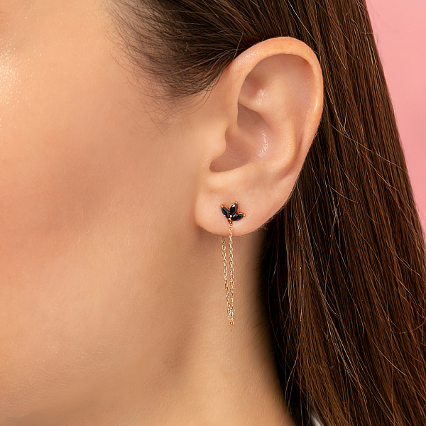 Сережки з червого золота з сапфірами (арт. 1101093Пс) – зображення 2