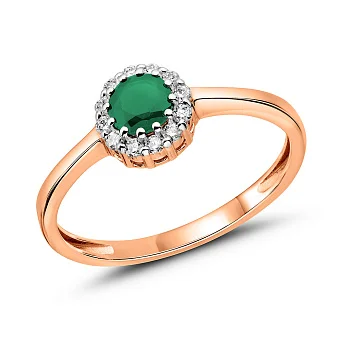 Золота каблучка зі смарагдом і діамантами (арт. К011078и)