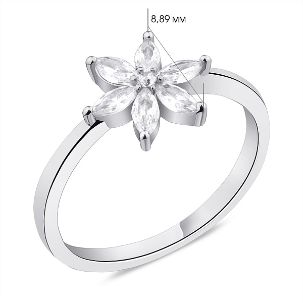 Срібна каблучка "Квітка" з фіанітами (арт. 7501/5976) – зображення 2