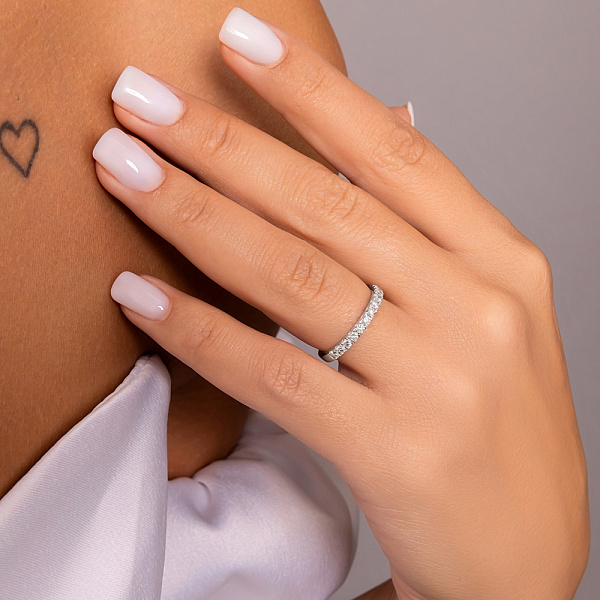 Каблучка з білого золота з доріжкою з діамантів (арт. 1191505202) – зображення 2