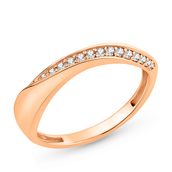 Фото Каблучка з червоного золота з доріжкою з фіанітів (арт. 156100)