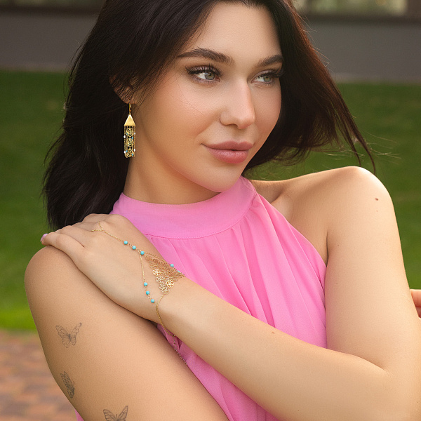 Серьги-подвески Francelli из желтого золота с эмалью (арт. 1091584жегб) – изображение 8