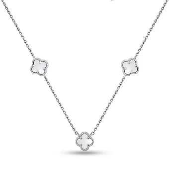 Срібне кольє Конюшина з перламутром (арт. 7507/2213/7п)