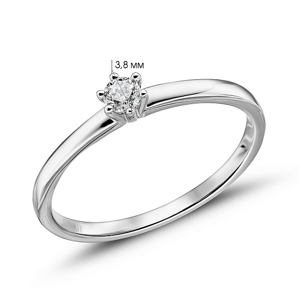 Золотое кольцо с бриллиантом (арт. К341377010б) – изображение 4