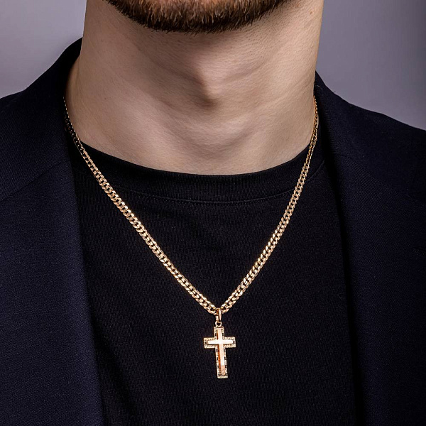 Золотой крестик с алмазной гранью (арт. 424871) – изображение 3