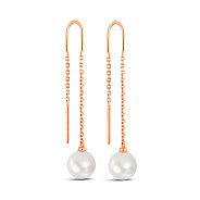 Фото Золоті сережки-протяжки з перлами (арт. 106780прлб)