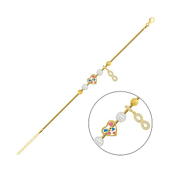 Золотой браслет с эмалью и фианитами (арт. 325556жеП1)