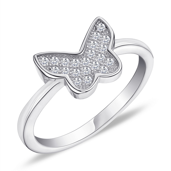 Серебряное кольцо «Бабочка» с фианитами (арт. 7501/5046) – изображение 1