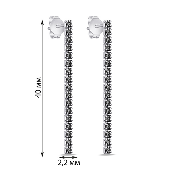 Срібні сережки пусети з фіанітами  (арт. 7518/6483/1ч) – зображення 2