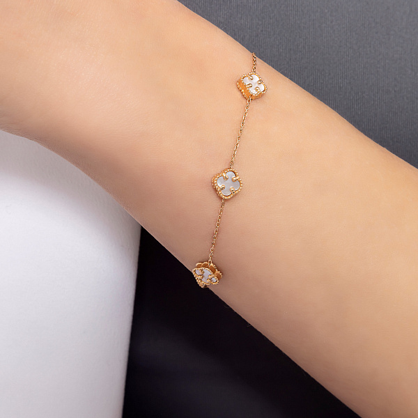 Золотий браслет з перламутром (арт. 321957/7п) – зображення 2