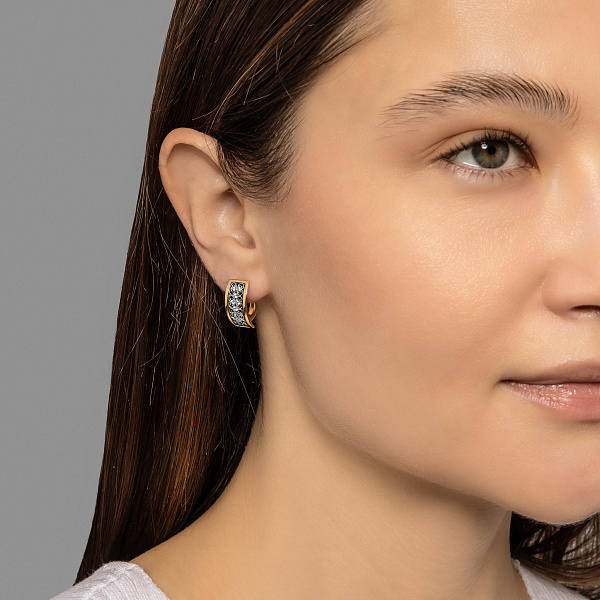 Серьги из желтого золота с фианитами (арт. 112900ж) – изображение 4