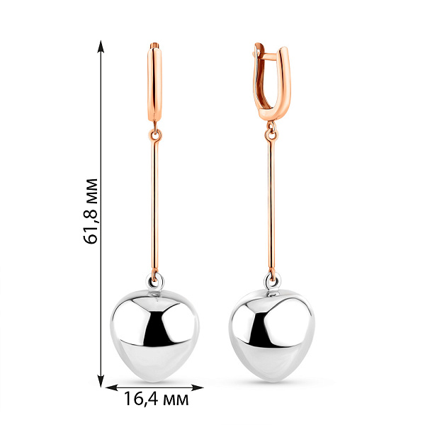 Серьги из красного и белого золота (арт. 103427кб) – изображение 2