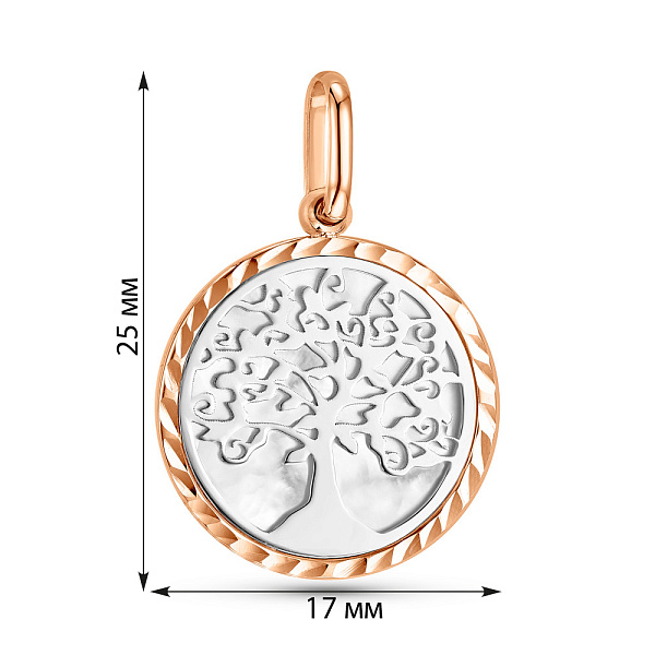 Золотий кулон Дерево життя з перламутром (арт. 424912кбп) – зображення 3