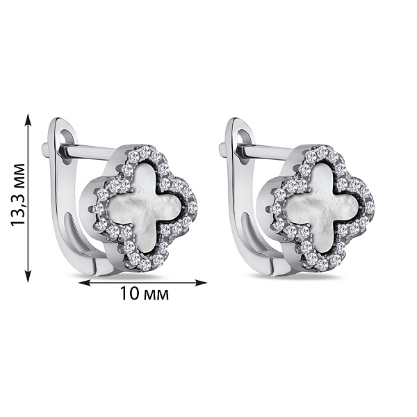 Серебряные серьги с перламутром и фианитами (арт. 7502/3213/10п) – изображение 2