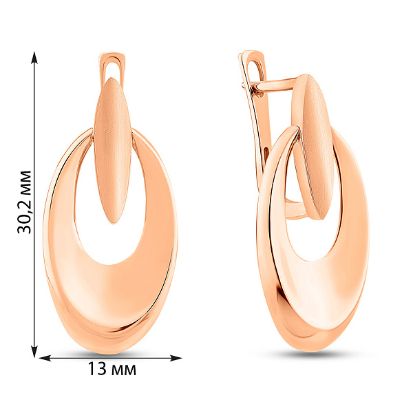 Серьги из красного золота без камней  (арт. 1091776м) – изображение 3