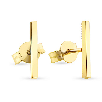 Фото Золотые пусеты «Линии» в желтом цвете металла (арт. 107829ж)