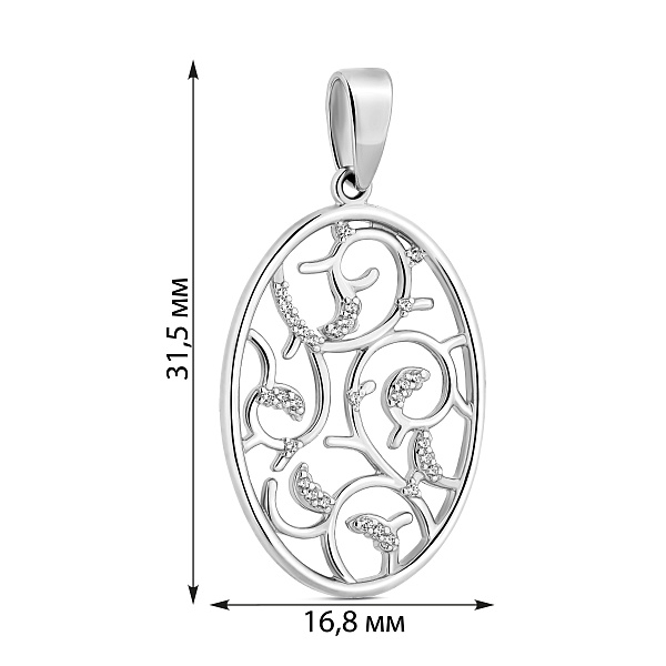 Золота підвіска в білому кольорі металу з фіанітами (арт. 440488б) – зображення 2