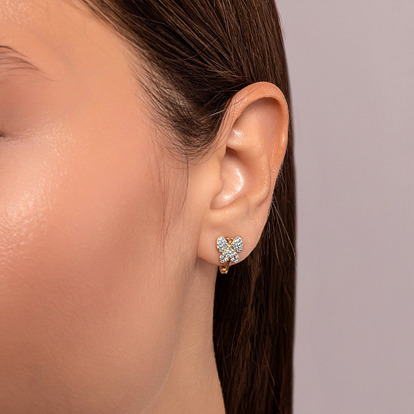 Золотые серьги для детей Бабочки с фианитами (арт. 110189ж) – изображение 2