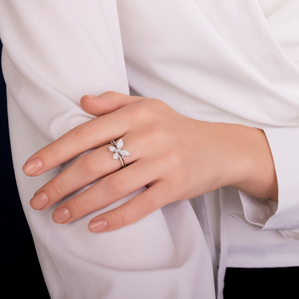 Золота каблучка Метелик з діамантами (арт. К341356020б) – зображення 2