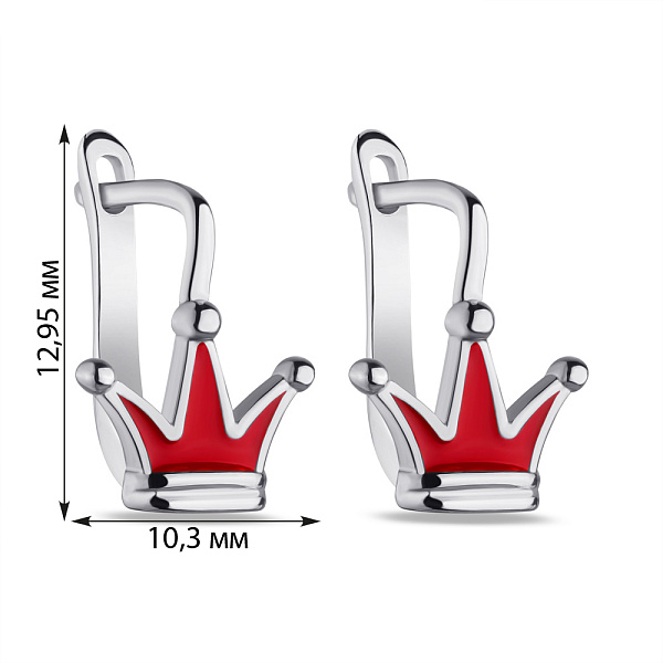 Дитячі сережки зі срібла "Корона" з червоною емаллю (арт. 7502/4349ек) – зображення 2