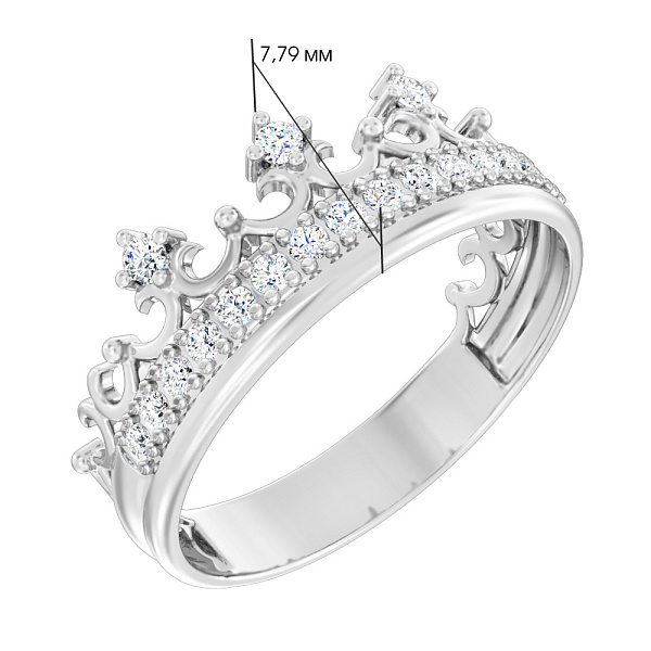 Золота каблучка Корона з фіанітами (арт. 140691б) – зображення 3