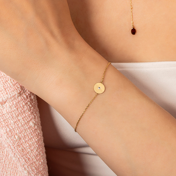 Золотой женский браслет с фианитом (арт. 323382ж) – изображение 2