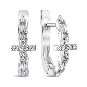 Серебряные серьги с крестиком (арт. 7502/10087)