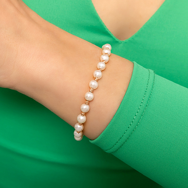 Золотой браслет с жемчугом (арт. 341402) – изображение 2