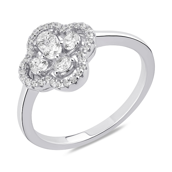 Серебряное кольцо Клевер с фианитами (арт. 7501/8395) – изображение 1