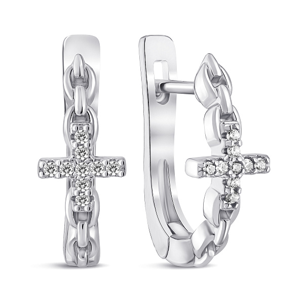 Серебряные серьги с крестиком (арт. 7502/10087) – изображение 1