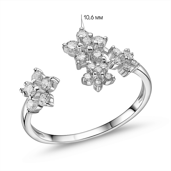 Золотое кольцо Цветы с бриллиантами (арт. К011619040б) – изображение 2